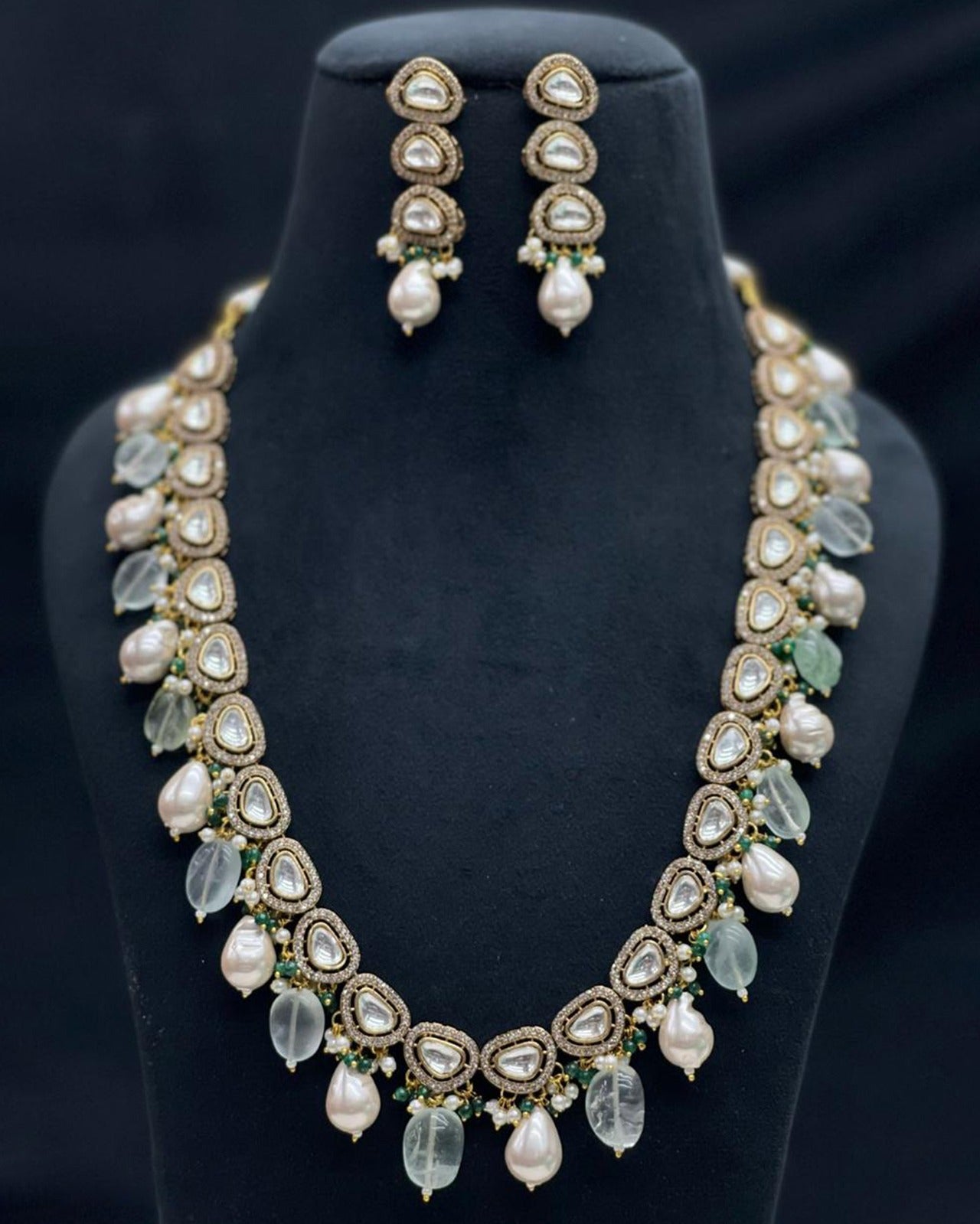 Long Kundan Pearl Necklace