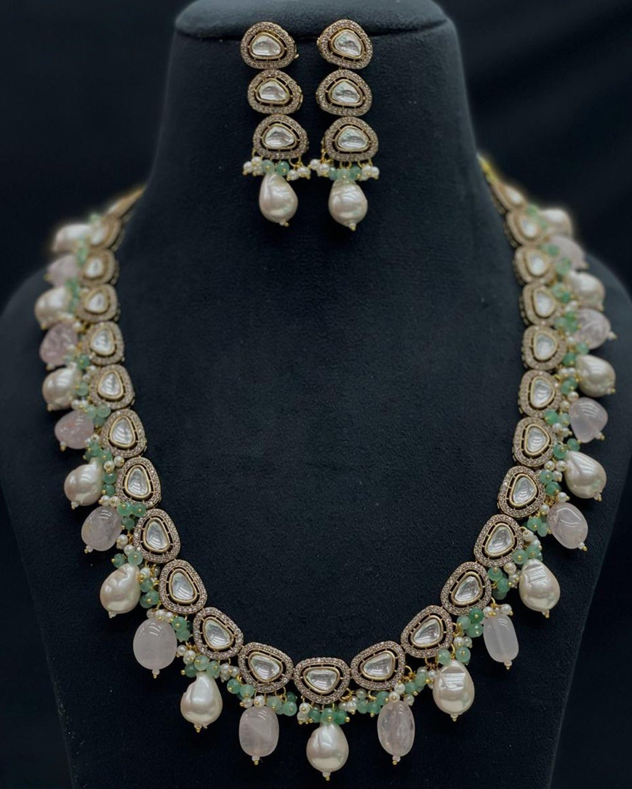 Long Kundan Pearl Necklace