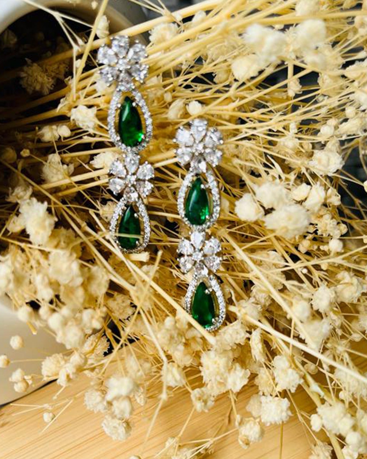 Green Diamond Earrings 