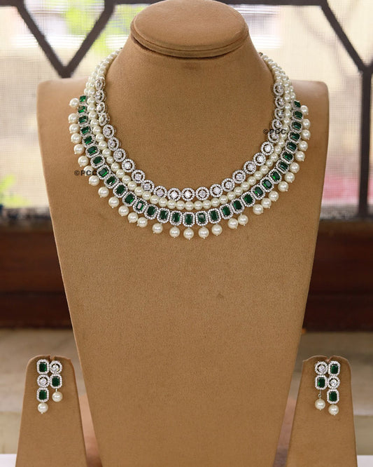 Pearl Diamond Necklace Set