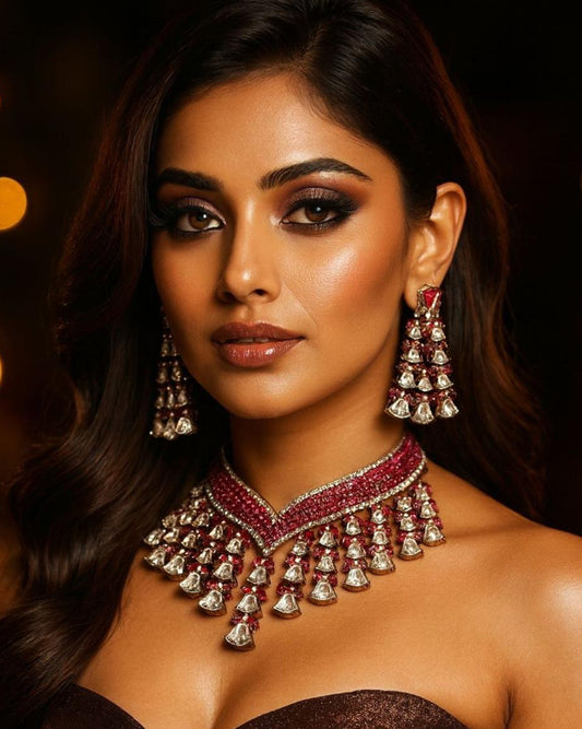 pink destination wedding polki jewellery 