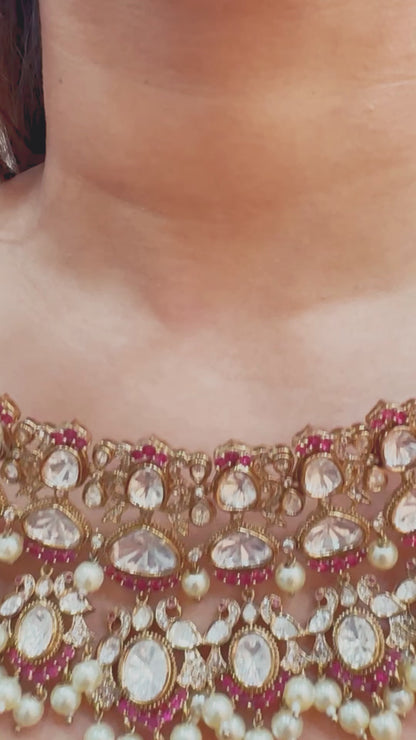 Pearl Polki Necklace Set