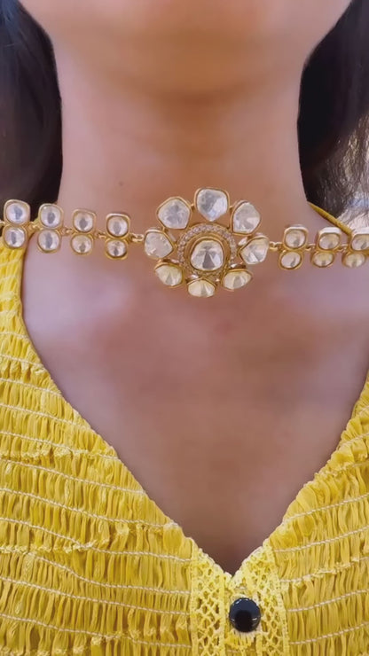 Floral Moissanite Polki Choker