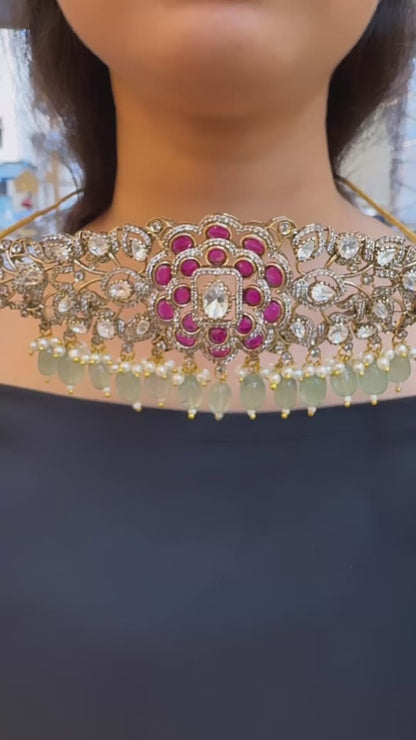 Rosy Polki Choker Set