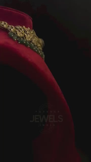 Moissanite Long Polki Bridal Necklace Set