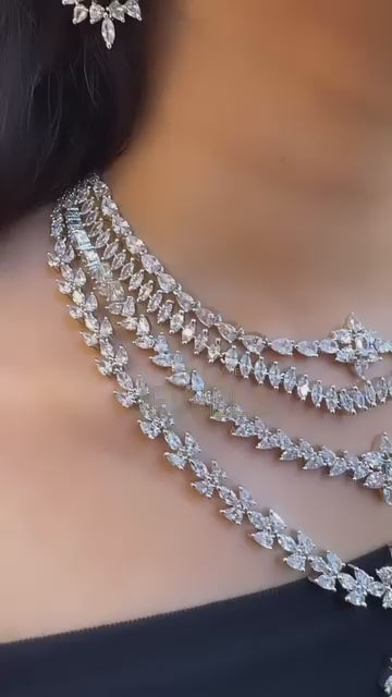 4 Layered Diamond Necklace Set