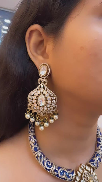 Fine Design Moissanite Kundan Necklace Set