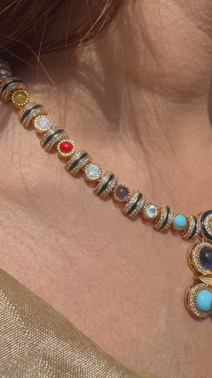 Multicolor Kundan Necklace Set
