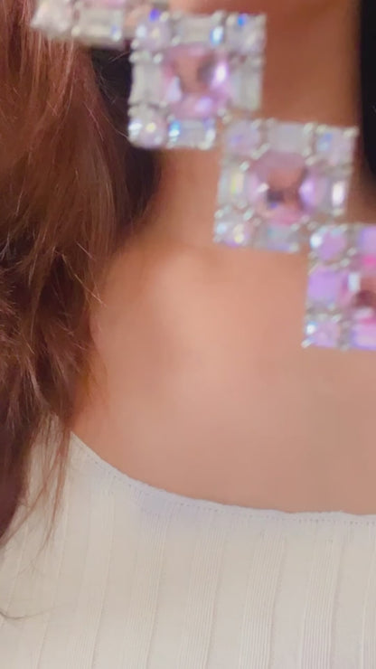 Pink Choker Diamond Necklace Set