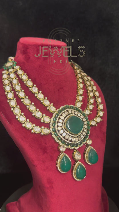 Emerald Long Kundan Necklace
