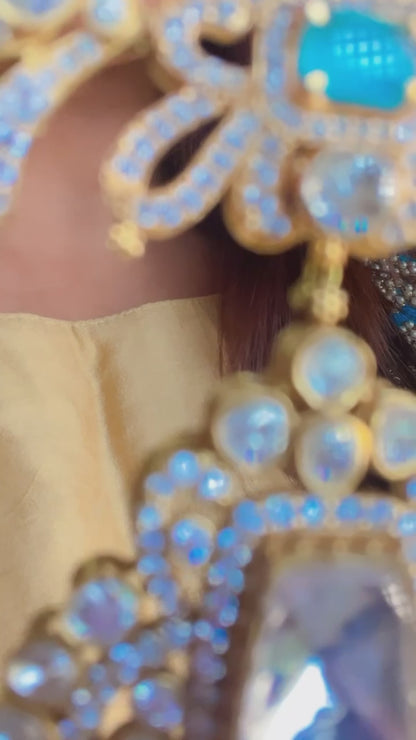 Blue Beads Kundan Necklace Set