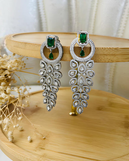 Long Emerald Diamond Earrings