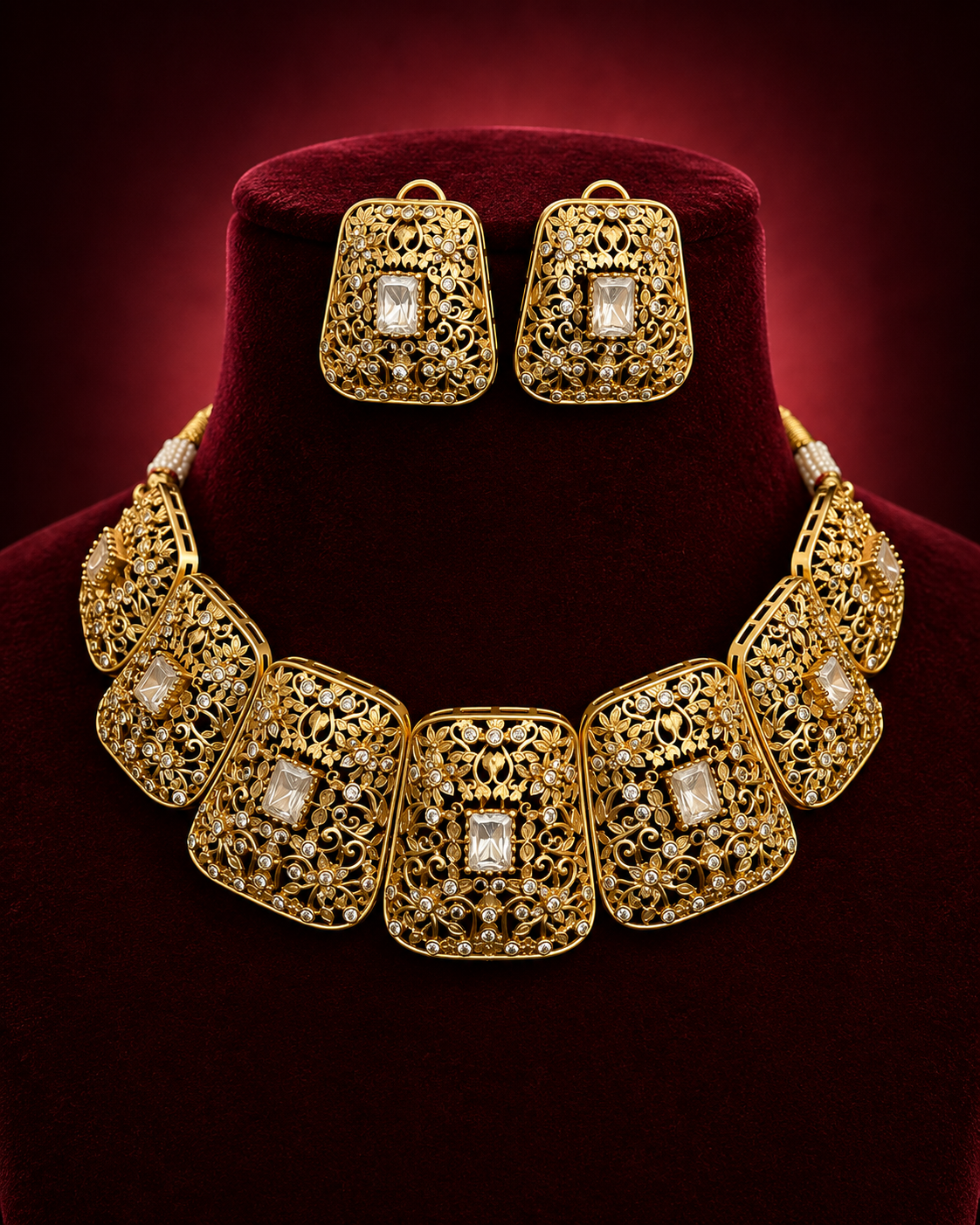 Golden Kundan Beautiful Necklace Set