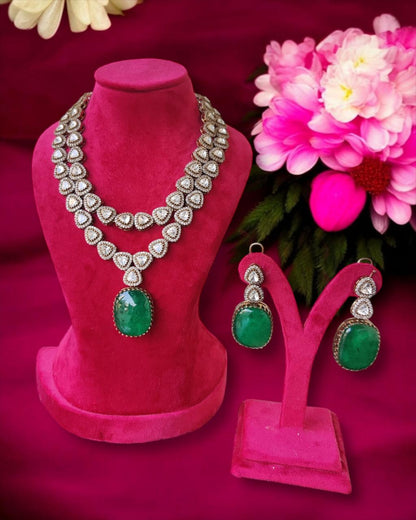 Layered Moissanite Polki Necklace Set