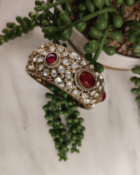 Red Royal Polki Heritage Kada