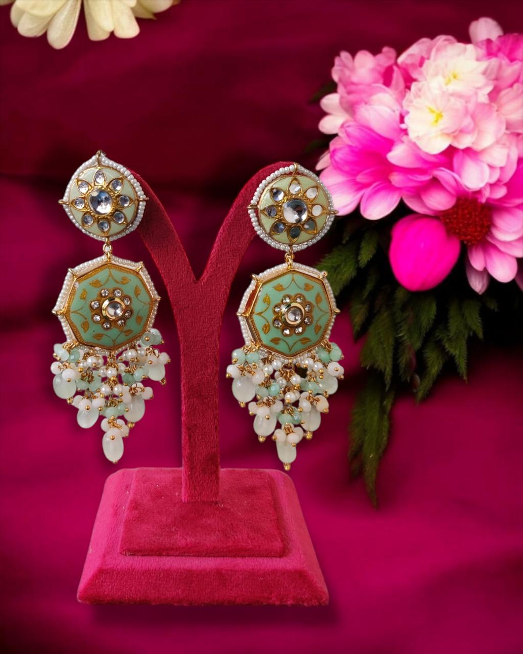 Mint Kundan Earrings