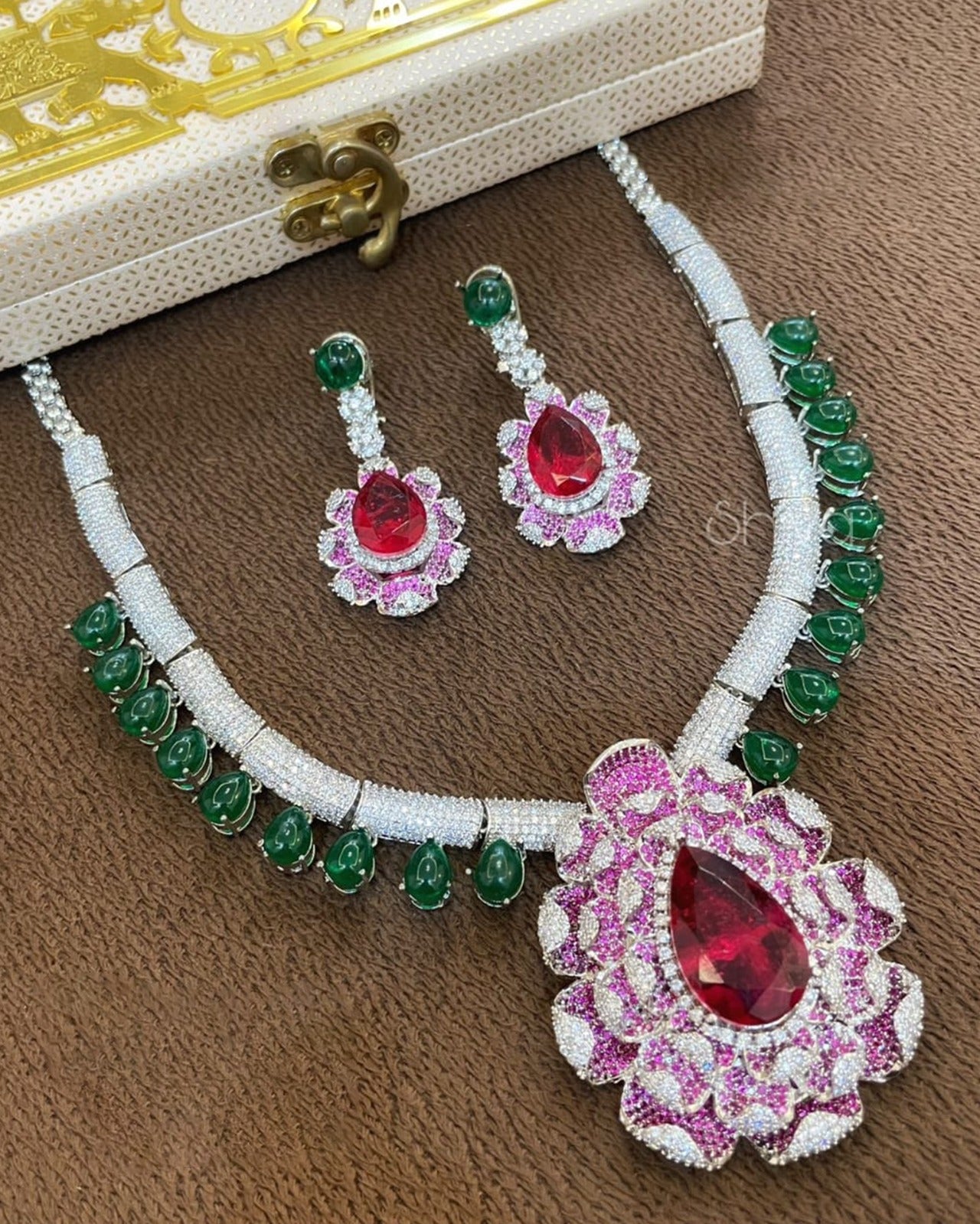 Malaika Inspired Diamond Necklace Set