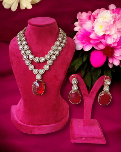 Layered Moissanite Polki Necklace Set