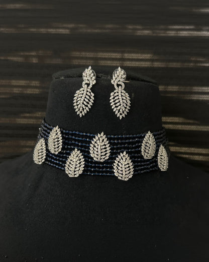 Modern Leaf Beads Choker Necklace Set