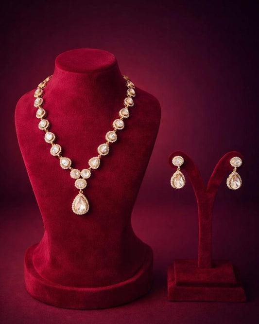 Gold Kundan Polki Necklace Set