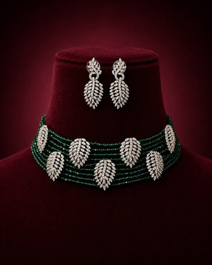 Modern Leaf Beads Choker Necklace Set