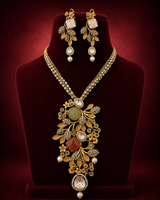 Kundan Floral Design Classic Necklace Set