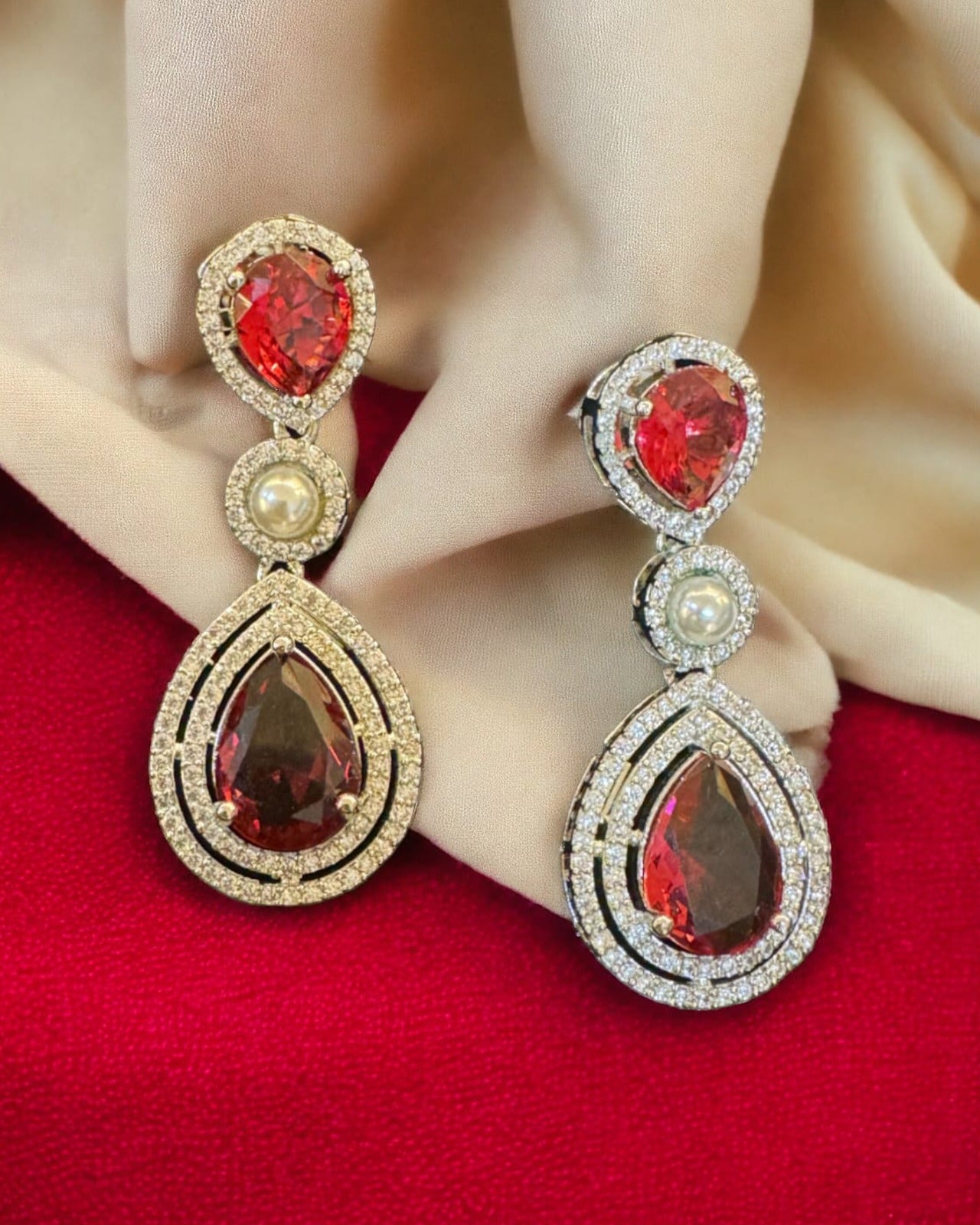 Silver Diamond Drop Earrings