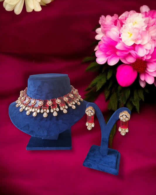 Red Kundan  Necklace Set