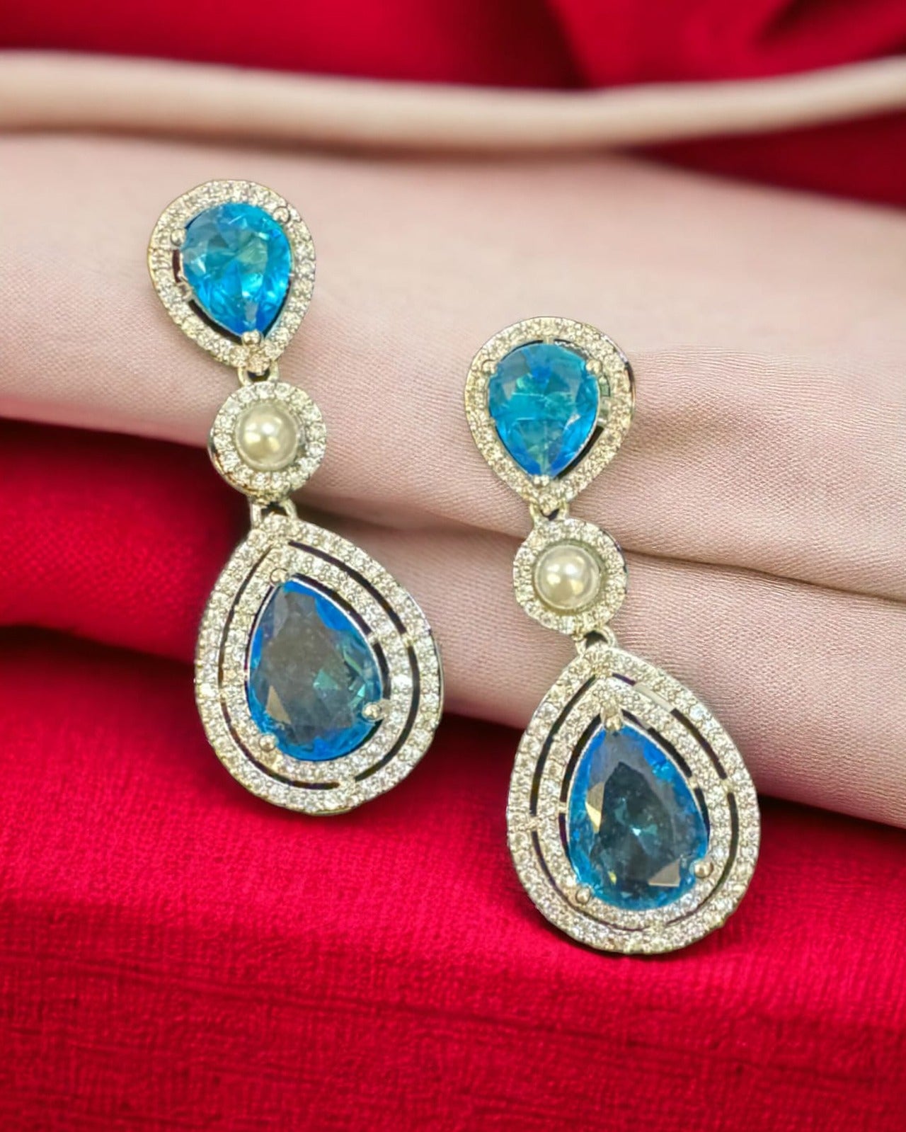 Silver Diamond Drop Earrings