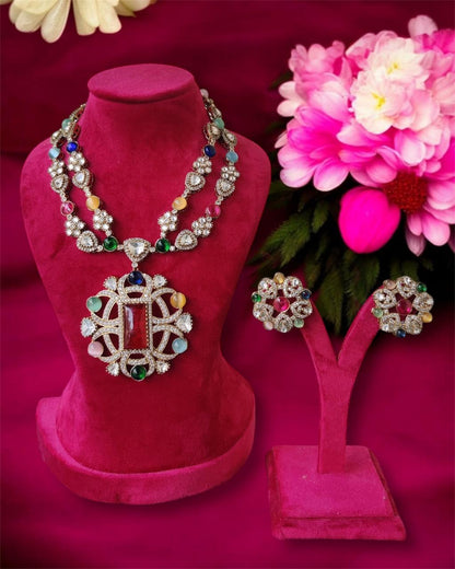 Layered graceful Moissanite Necklace Set