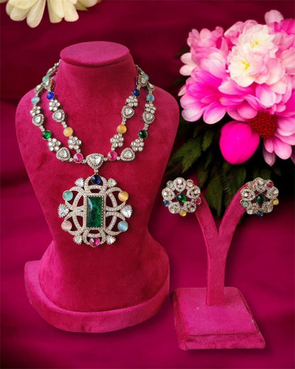Layered graceful Moissanite Necklace Set