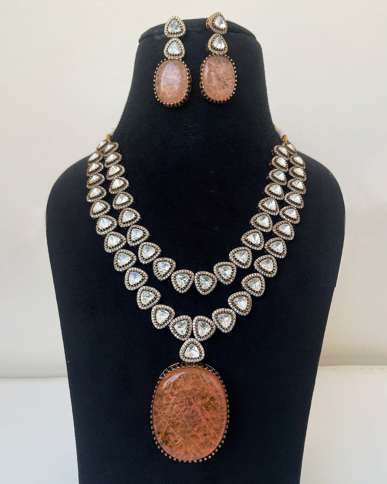 Moissanite Doublets Stone Layered Necklace