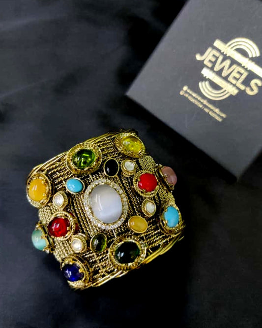 Trendy Kundan & Amethyst Cuff Bracelet