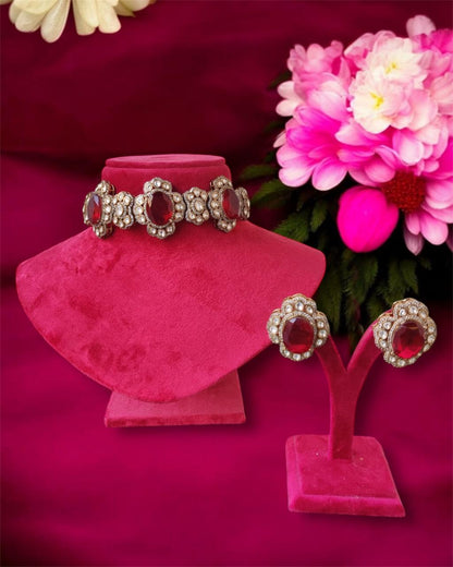 Victorian Moissanite Polki Choker Necklace Set