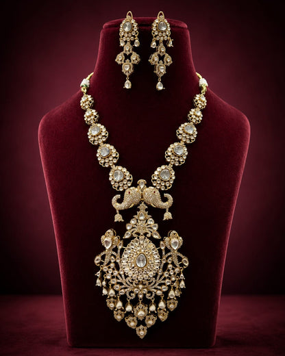 Long Bridal Polki Necklace Set