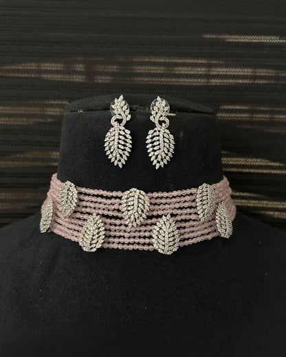 Modern Leaf Beads Choker Necklace Set