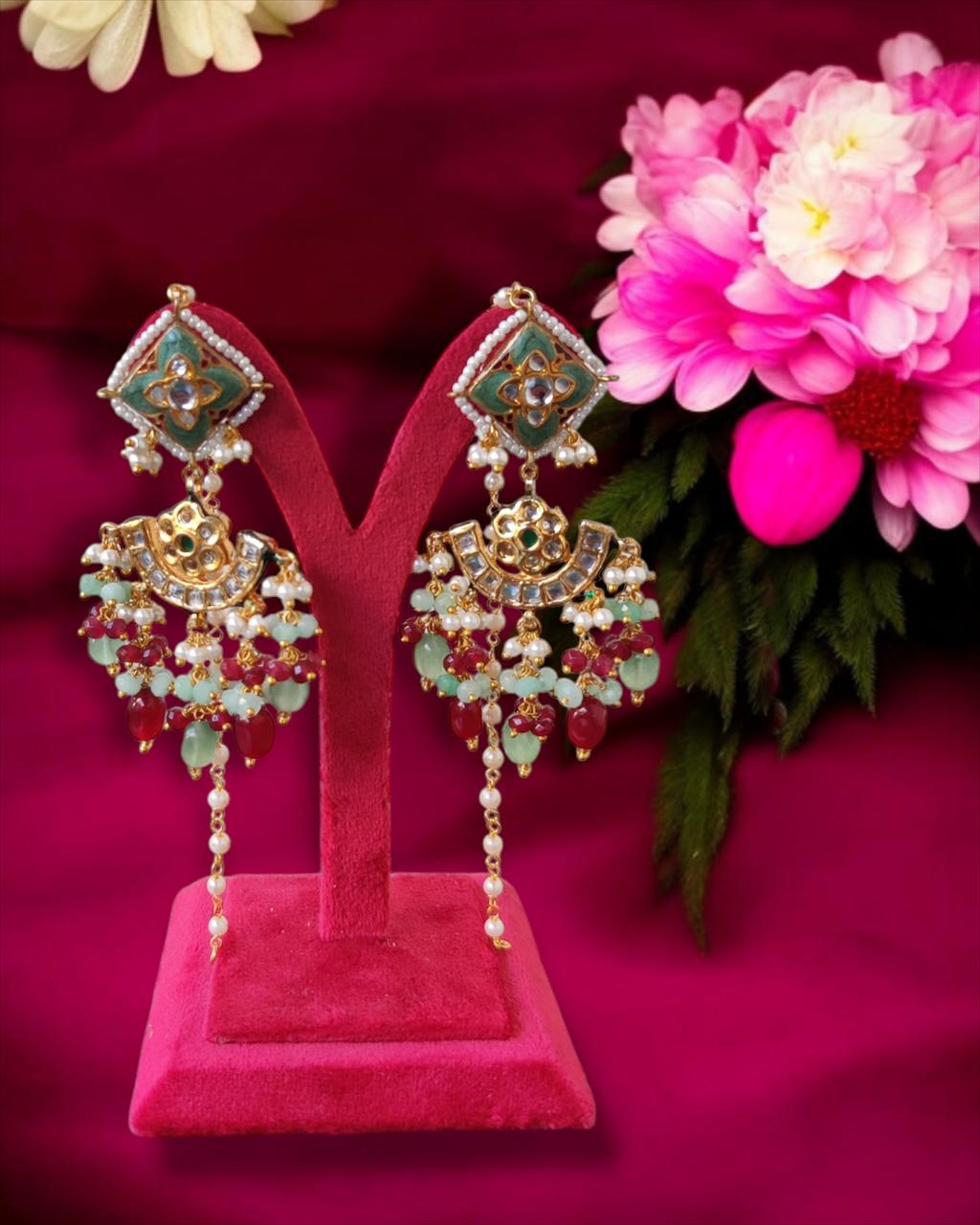 Kundan Beads Earrings with Sahara