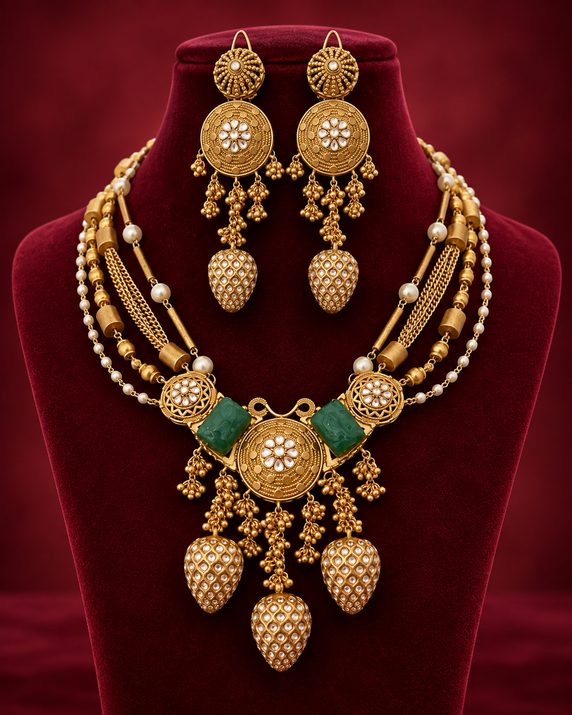 Layered Golden  Beauty Necklace Set