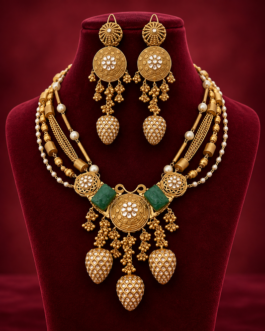 Layered Golden  Beauty Necklace Set