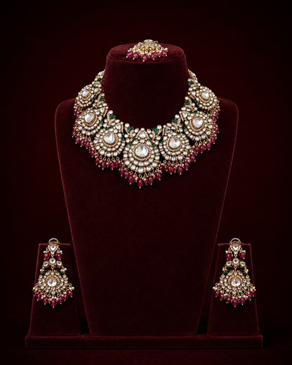 Pink Polki Necklace Set