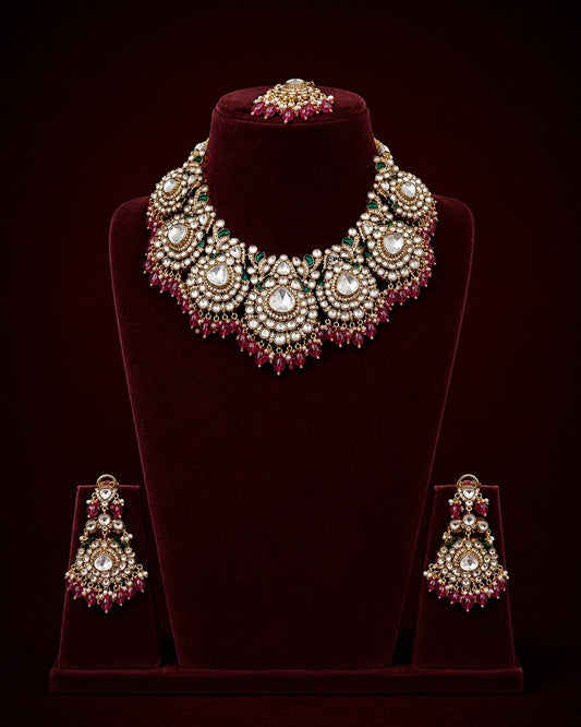 Pink Polki Necklace Set