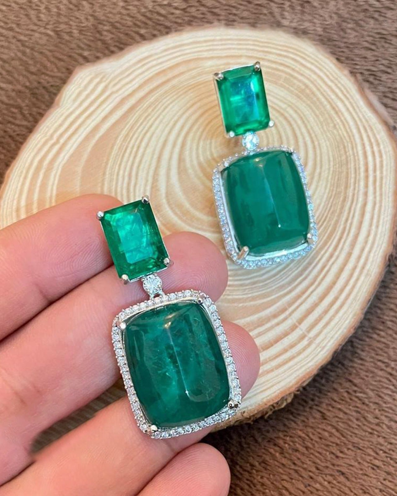 Emerald Drop Doublet Earrings