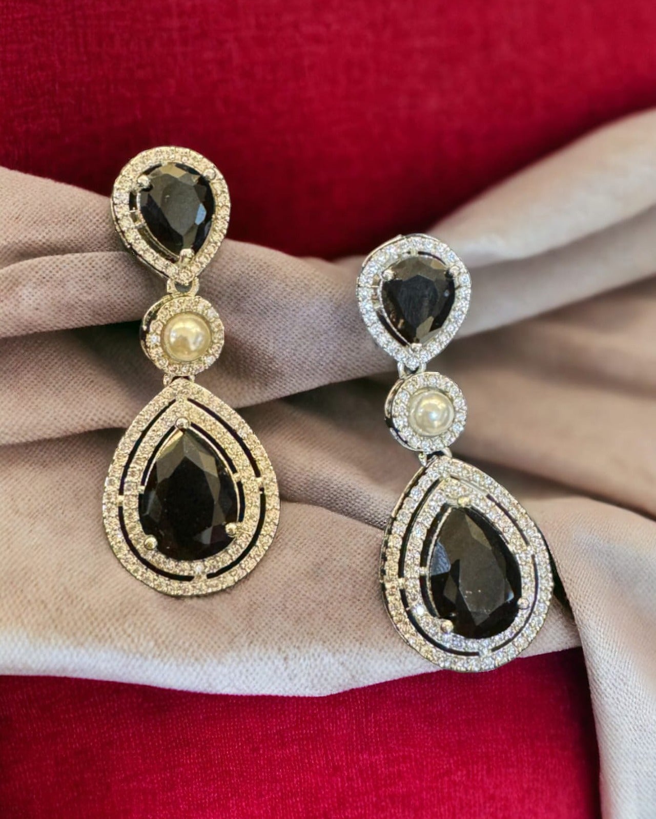 Silver Diamond Drop Earrings