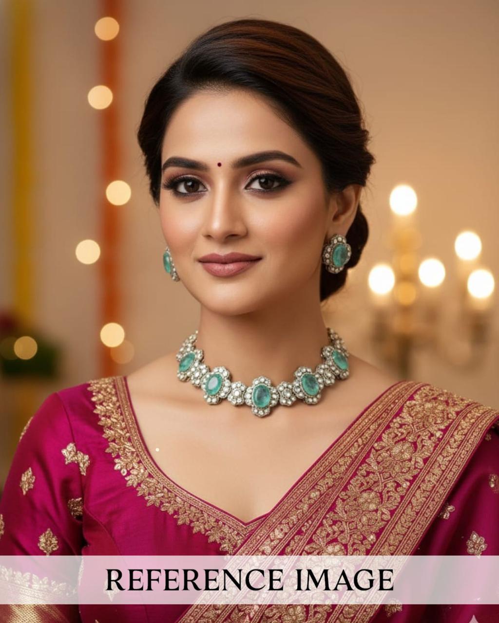 Victorian Moissanite Polki Choker Necklace Set