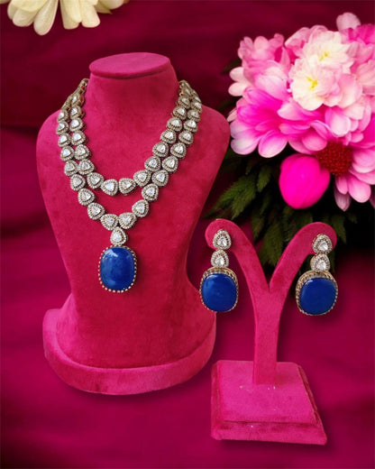 Layered Moissanite Polki Necklace Set