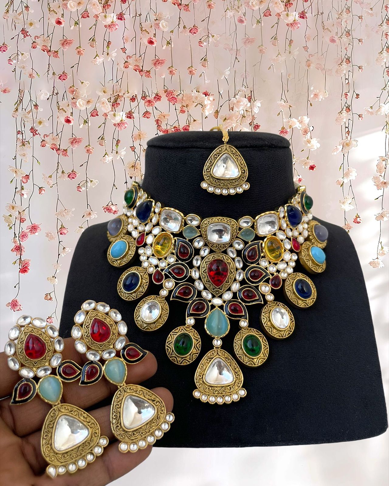 Navratan Necklace Set