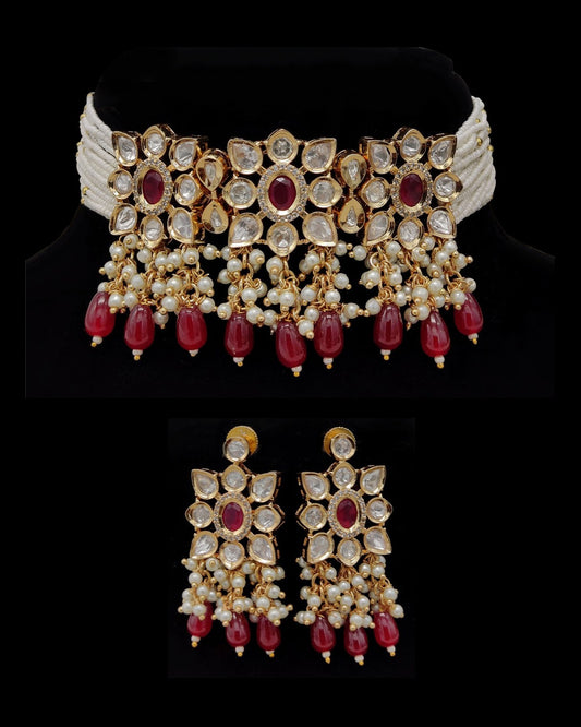 Pure Brass Kundan Choker Set