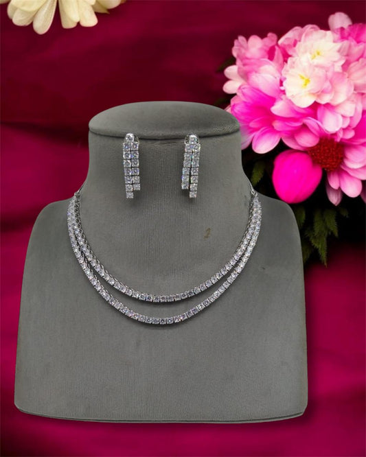 2 Layered Delicate Diamond Necklace