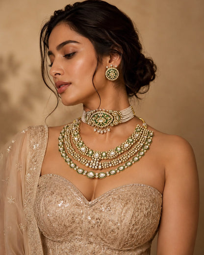 Kundan Choker & Layered Necklace Set