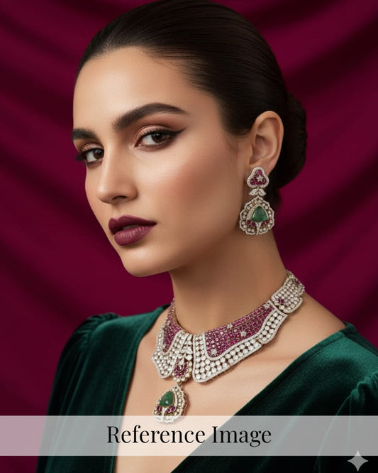 Moissanite Kundan Ruby Choker Necklace Set
